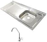 Pia Inox Fabrinox PSD1200D 120x52cm, cuba direita com furo e torneira