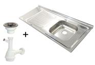 Pia Inox Fabrinox PSD1200D 120x52cm, cuba direita, válvula e sifão Pia Inox Fabrinox PSD1200D 120x52cm, cuba direita, válvula e sifão