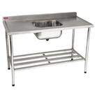 Pia/Mesa com Cuba 1,50x0,70m Cuba 50x40x25cm Inox 430 Imeca - Cód 6812
