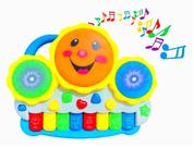 Piano de Brinquedo Infantil Teclado Educativo Tambor Com Som e Luz Colorido