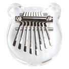 Piano de polegar Kalimba de 8 teclas em acrílico transparente com design de urso