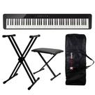 Piano Digital Casio Privia PX-S1100 Preto + Suporte Duplo + Banqueta em X + Capa