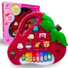 Piano Teclado Musical Morango Com Luz Sons Educativo