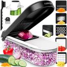 Picador de vegetais Fullstar 6 em 1 com recipiente, branco/preto
