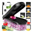 Picador de vegetais Fullstar 6 em 1 com recipiente preto