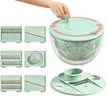 Picador de vegetais Salad Spinner 2 em 1 com 6 lâminas verdes