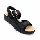 Piccadilly Plataforma Preta Couro Fivela Conforto Anatômico -