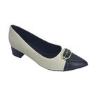 Piccadilly sapato salto quadrado 739078 - off white / preto / dourado - 36