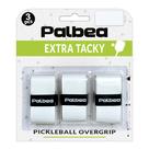 Pickleball OverGrip Tape Palbea, pacote com 3 faixas brancas extra pegajosas