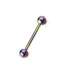 Piercing 100% Titânio Barbell Língua Hipoalergênico Arco Iris