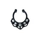 Piercing Aço Cirurgico Feminino Preto Septo Petala Zirconia