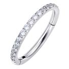 Piercing Argola Click Cravejada Zircônia Prata 925 Hipoalergênico