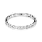 Piercing Argola Cravejada Zircônia Aço PVD Gold Clicker Cor:PrateadoTamanho:10mm (G)