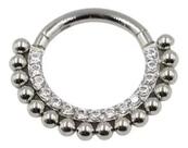 Piercing Argola Dupla Com Esferas E Zirconia Cristal Titânio