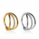 Piercing Argola Lux Tripla Zircônias Clicker Segmento Aço Cirúrgico 316L Ouro PVD Cor:PrateadoTamanho:8mm (M)