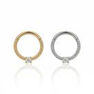 Piercing Argola Trançada com Zircônia Central Clicker Segmento Aço Cirúrgico 316L Ouro PVD Cor:DouradoTamanho:8mm (M)