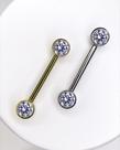 Piercing Barbell com Cristal Flat em Titânio - Escolha sua Cor