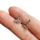 Piercing Cartilagem Laço Delicado Banhado Ouro Pedra Zircônia