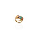 Piercing Com Zircônias Baguetes Coloridas Banho Ouro 18K