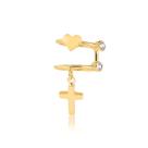 Piercing Coração Crucifixo Pontos Luz Folheado Ouro Zircônia Piercing Coração Crucifixo Pontos Luz Folheado Ouro Zircônia