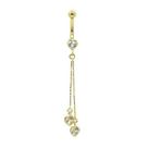 Piercing de ouro 18k de umbigo com 3 corações