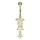 Piercing de ouro 18k de umbigo com 3 Estrelas