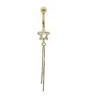 Piercing de ouro 18k de umbigo com estrela
