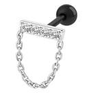 Piercing De Prata 925 Com Corrente Pendurado Base Reta