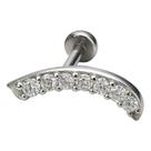 Piercing De Prata 925 Curvado Cravejado Para Labret, Helix