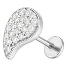 Piercing De Prata 925 Folha Cravejado Para Hélix E Tash Rock