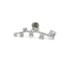 Piercing de Prata 925 Galho Com Zircônia Base Reta