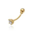Piercing De Sobrancelha Curvo Eyebrow C/ Zircônia 3mm Ouro 18k 750 Acompanha Estojo e Certificado