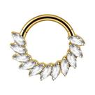 Piercing De Titânio Com Anel Dividido E Zircônias Brancas Multiformato (Marquise, Redondas E