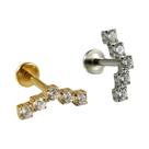 Piercing De Titânio Com Zircônia, Base Plana, Para Lóbulo, Hélice, Tragus, Com Design De Lua E Cruz,