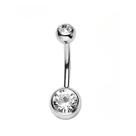 Piercing de Umbigo 2 Pedras Zirconia Aço Cirúrgico