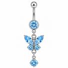 Piercing de Umbigo Borboleta Feminino com Zircônia Aço Inoxidável 4,5cm