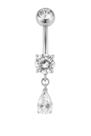 Piercing De Umbigo Com Detalhe Ponto de Luz Em Prata 925