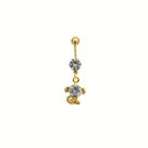 Piercing De Umbigo Com Pedras Zirconia Titanio Dourado