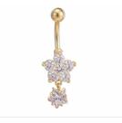 Piercing De Umbigo Dourado Flor Estrela Folheado Zirconia