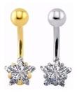 Piercing De Umbigo Dourado Ou Prata Estrela Pequeno Delicado