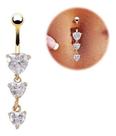 Piercing De Umbigo Dourado Zirconia Coração Pendurado Ouro