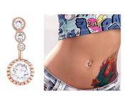 Piercing De Umbigo Invertido Dourado Prata Pedra Zirconia
