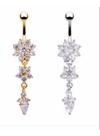 Piercing De Umbigo Pendurado Dourado Ou Prata Flor Zirconia