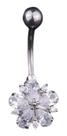 Piercing De Umbigo Prata Flor Zirconia Pequeno Aço 316