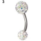 Piercing De Umbigo Prata Strass Branco Duplo Aço Barato