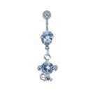 Piercing De Umbigo Prateado Com Pedras Zirconia Titanio Com Garantia