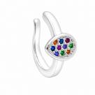 Piercing em Prata 925 Gota Fake com Zircônia Colorida - Acessório Elegante