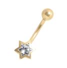 Piercing Estrela Com Pedra Ponto Luz Umbigo Ouro 18K 04581 k100