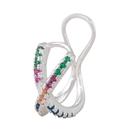 Piercing Fake Cartilagem Cravejado Colorido Banhado Prata