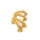 Piercing Fake de pressão com design elos com pedra zircônia banhado em ouro 18k